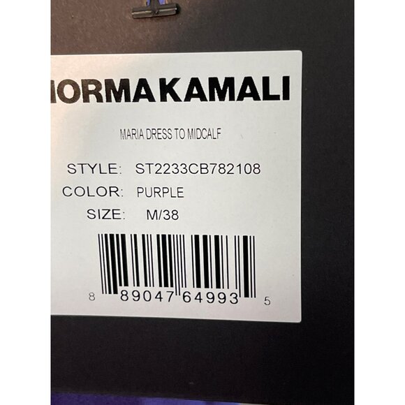 New Norma Kamali Maria Dress Purple Draped Front Midi Size Medium - Picture 6 of 7